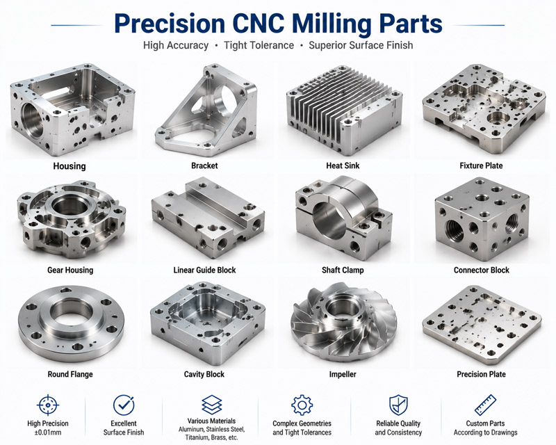 Pièces de fraisage CNC de précision