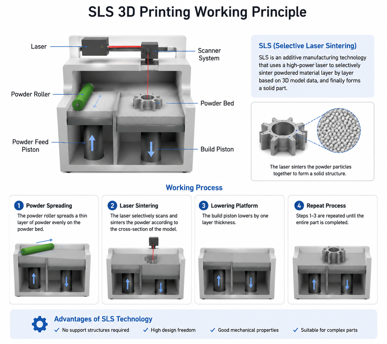 Princípio de funcionamento da impressão 3D SLS