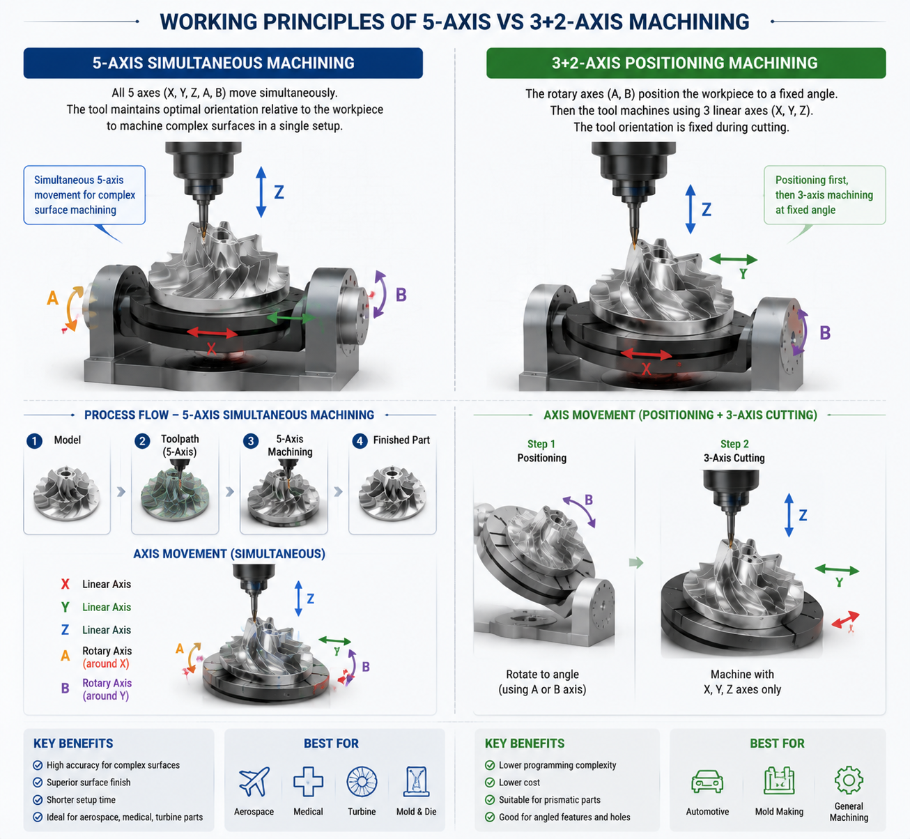 Working principles of 5 axis vs 32