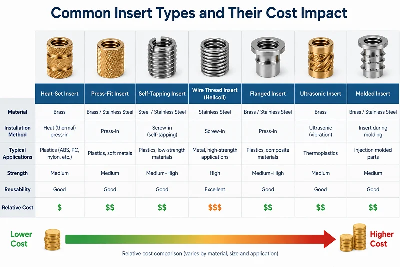 H25. Common Insert Types and Their Cost Impact