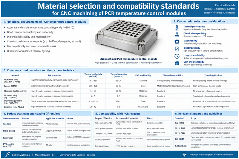 Material selection and compatibility standards for CNC machining of PCR temperature control modules