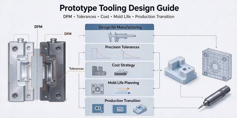 Prototype Tooling Design Guide DFM Tolerances Cost Mold Life Production Transition